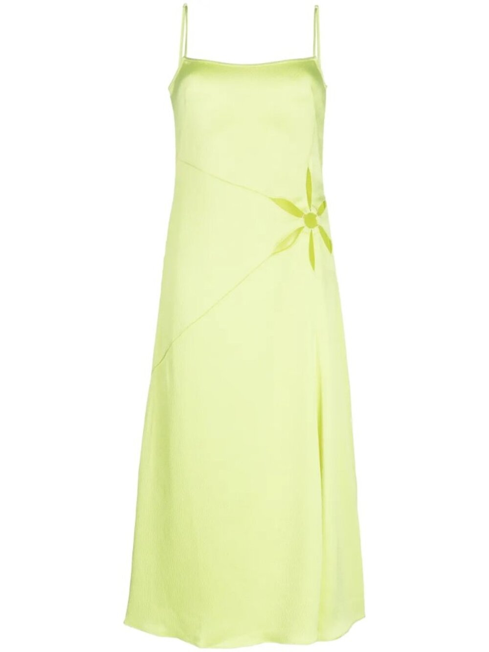 Cult Gaia Imogen Hammered Satin Floral Cutout Midi Dress Size 8 NWOT - Picture 3 of 10